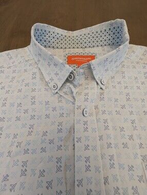 Johnston & Murphy Performance Airplane Patterned S/S Button-Down Shirt Size XL